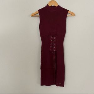 Guess Sleeveless Lace Up Bodycon Dress